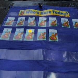 Carson Dellosa Who’s Here Today? Classroom Attendance Pocket Chart - Blue